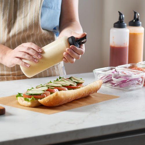 Condiment Squeeze Bottles for Sauces and Liquids – 16 oz Plastic Refillable Squirt Bottles for Ketchup, Oils, and Condiments – Multipurpose Condiment Containers for Kitchen, BBQ & Cooking - 2 Pack