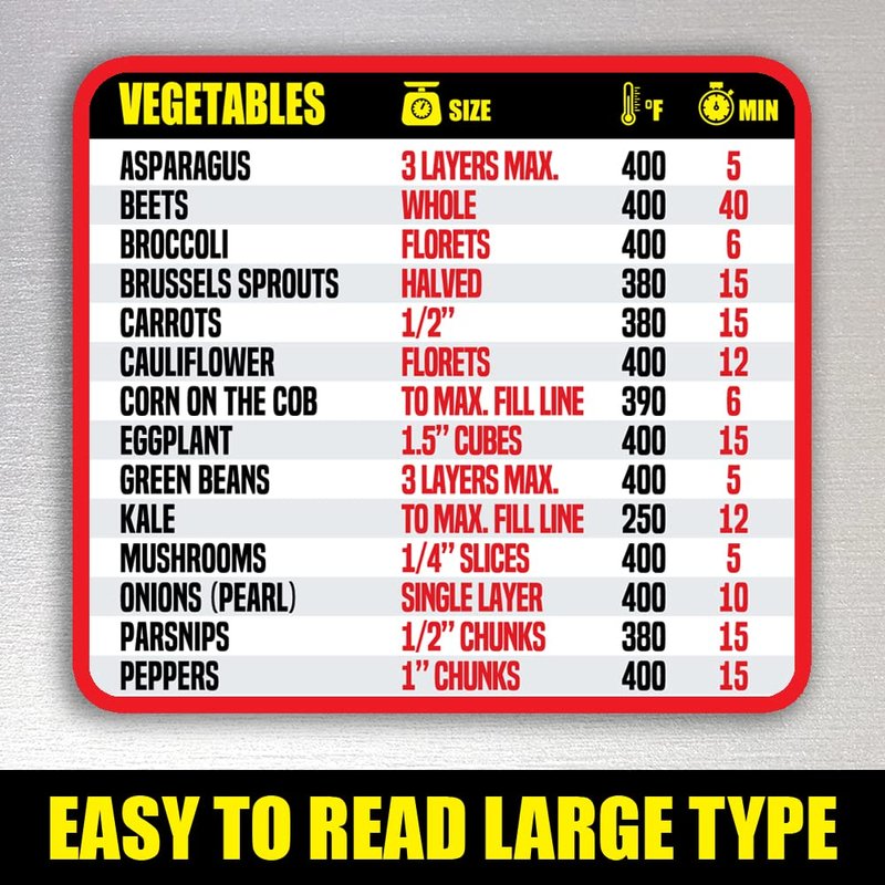 Air Fryer Magnetic Cheat Sheet - Large Print Easy to Read Airfryer Accessory - Air Fryer Cooking Times Chart Magnet, Airfry Cookbook Guide, Kitchen Cheat Sheet, Airfryer Oven Accessories 2026 (Red)