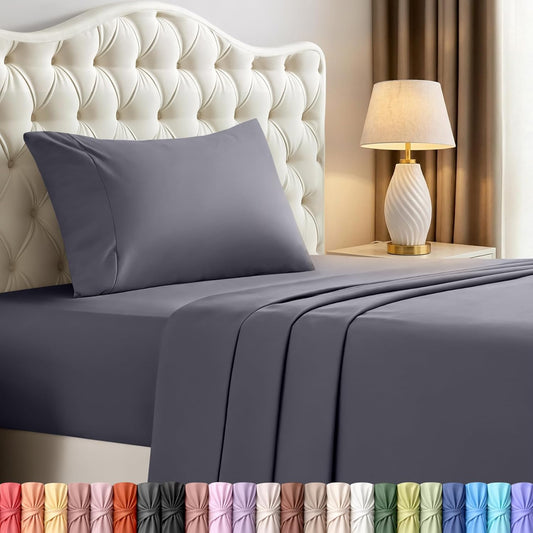 Utopia Bedding Twin Sheet Set - Soft & Breathable Microfiber, 3-Piece Bed Sheets, Oeko-Tex Certified | Grey