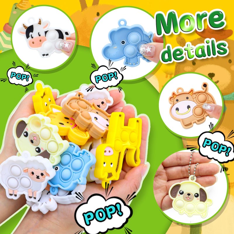 30pcs Party Favors for Kids Easter Basket Stuffers Easter Egg Fillers Sensory Fidgets Toys Mini Pop it Keychain Stocking Stuffers Kid Birthday Gift Treasure Box Toy Classroom Prizes Box Pinata Fillers
