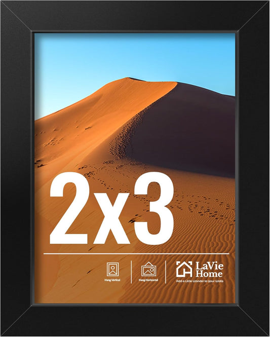 LaVie Home 2x3 Picture Frame - Classic Black Display Frame with HD Plexiglas, 1 Pack
