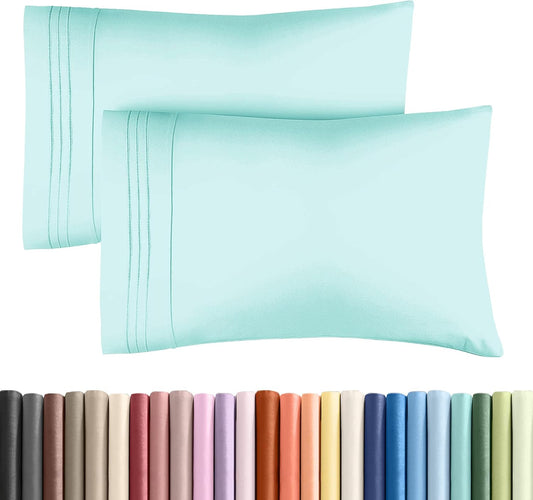 Skiennix Queen Pillow Cases Set of 2 - Ultra Soft Hotel Quality - Wrinkle Free & Fade Resistant - Spa Blue