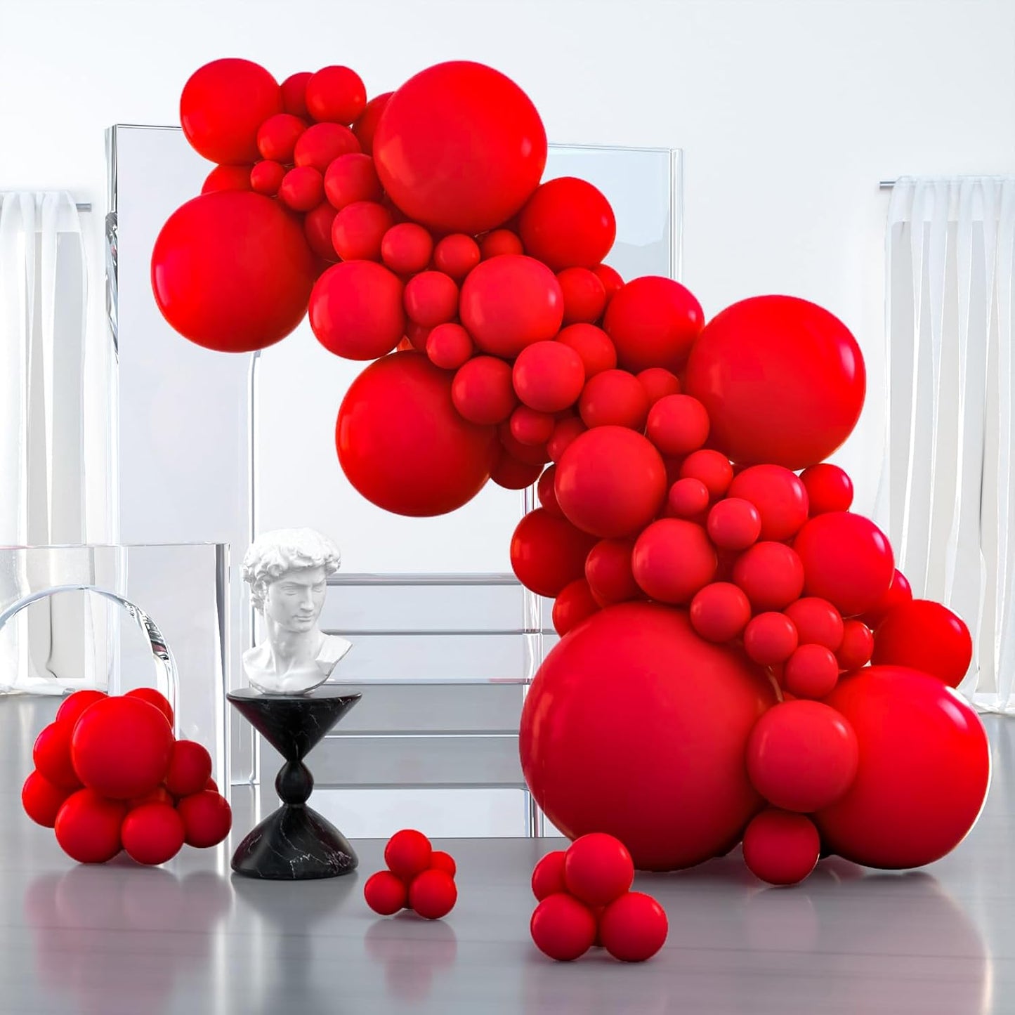 PartyWoo Red Balloons - 100 Pcs Matte Latex Balloons in Various Sizes for Party Decorations | Perfect for Garland & Arch