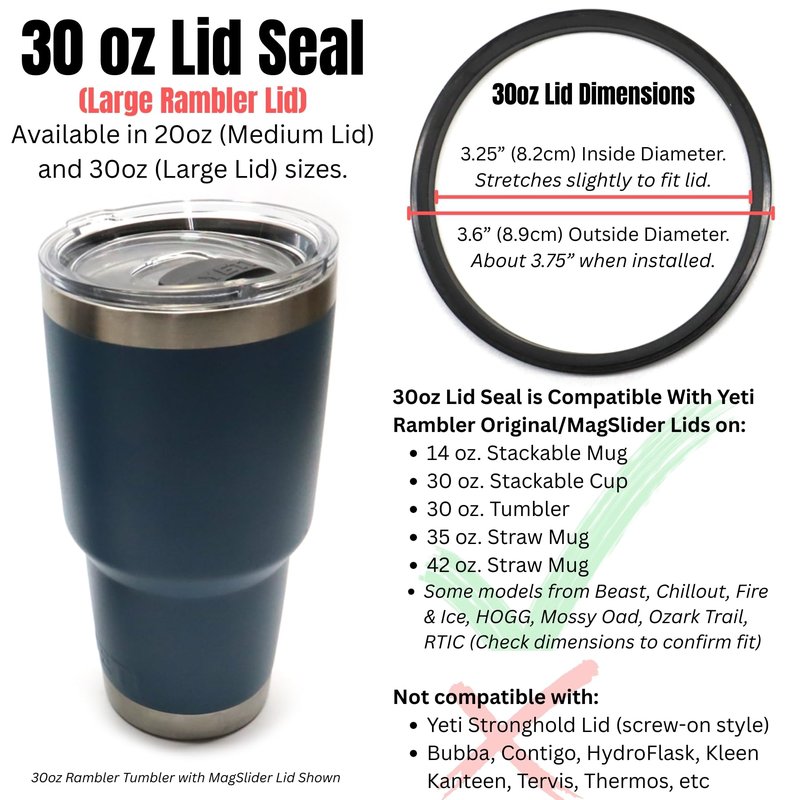 Captain O-Ring – Replacement Lid Seal Gaskets for Yeti Stainless Steel Insulated Tumbler Mugs (3 Pack) [30 oz Lid Size]
