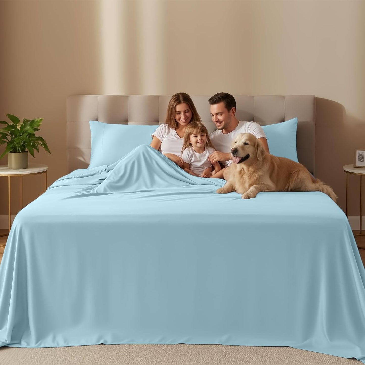 Utopia Bedding King Size Sheet Set - Soft, Breathable Microfiber | 4-Piece in Ice Blue