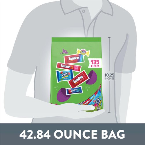 JOLLY RANCHER, TWIZZLERS, and AIRHEADS Assorted Fruit Flavored, Easter Candy Bulk Bag, Easter Basket Fillers, 42.84 oz (135 Pieces)