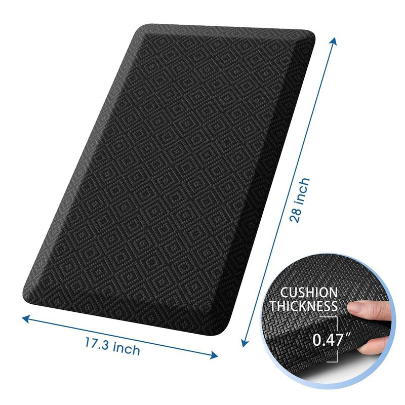 Mattitude Kitchen Mat Cushioned Anti-Fatigue Floor Mat Water Resistant Non-Slip Mats and Rugs Standing and Comfort Desk Mats for House Sink Office Laundry (Black, 17.3"x28")