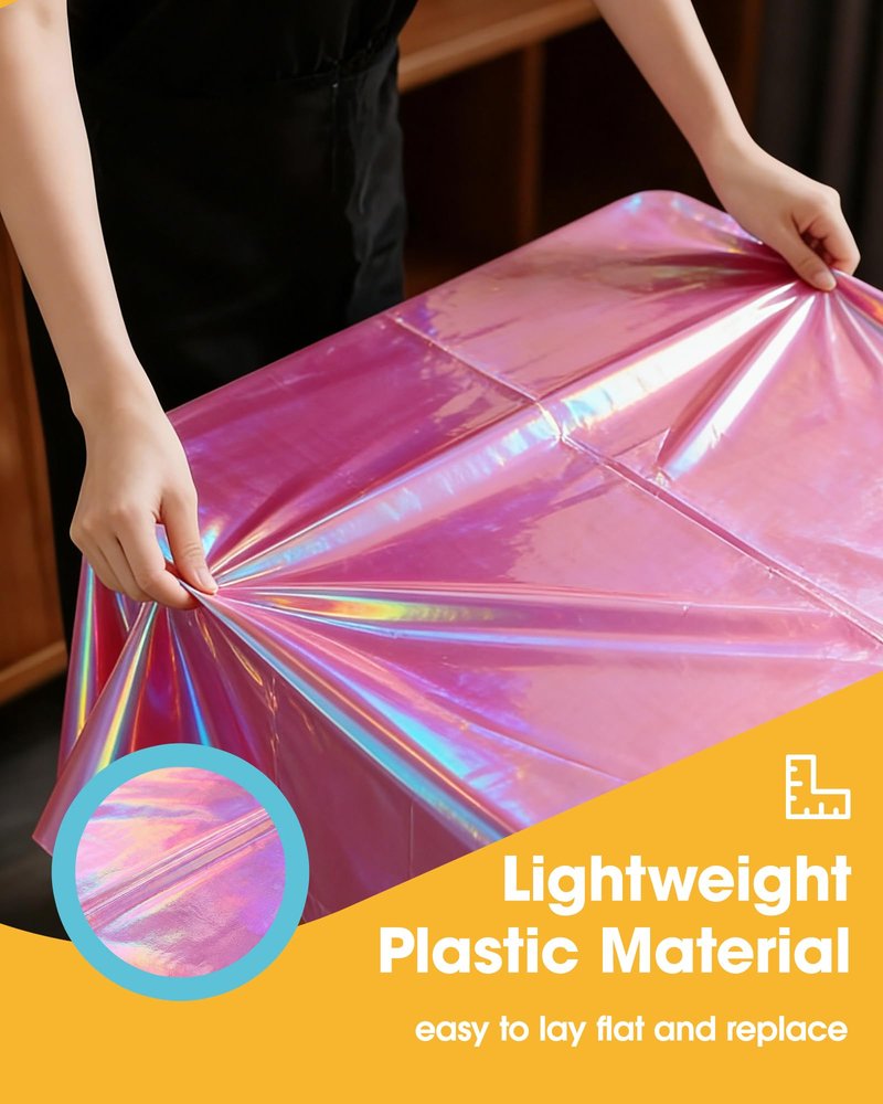 Niuara Iridescent Pink Plastic Table Cloth - 4 Pack 54" × 108" Rectangle Disposable Tablecloths for 6FT Tables, Table Cover for Party, Holiday & Gathering Use