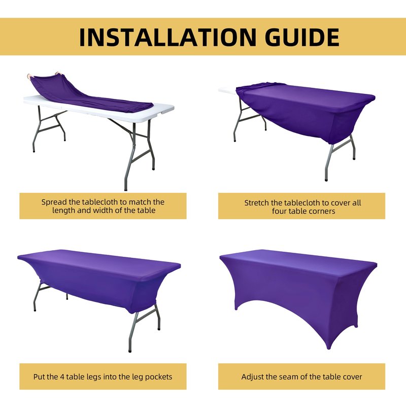 ZarzaaSik 10-Pack 8ft Spandex Table Covers for Rectangle Folding Tables - Washable Elastic Tablecloth - Ultimate Fitted Table Protector for Parties, Trade Shows, Banquet, and Wedding