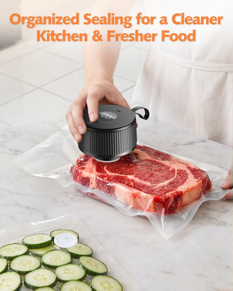 Auletor Electric Mason Jar Vacuum Sealer, [2026 Upgraded] One-Piece Handheld Vacuum Sealer Kit for Wide & Regular Mouth Jars, Portable Cordless Sealer for Food Storage, Homesteading & Meal Prep