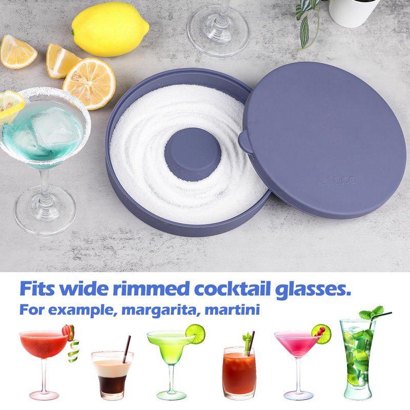 Kamehame Salt Rimmer for Cocktails, Silicone Margarita Salt Rimmer with Lid, Bar Salt and Sugar Rimmer For Wide Glasses Cocktails, Bar Party Salt Glass Rimming Bartender Tool Salt Container