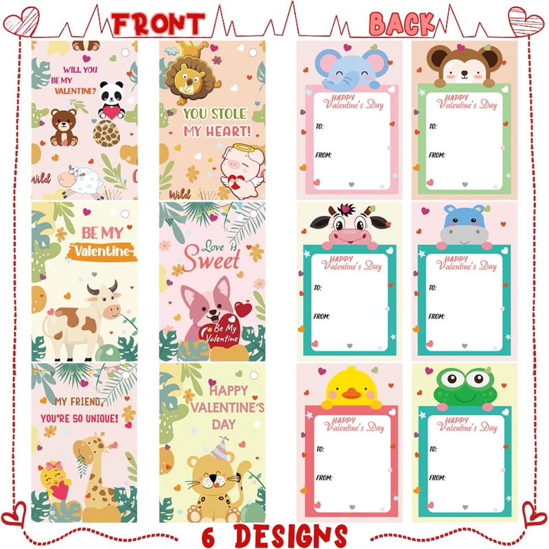 24PCS Valentines Day Cards with Small Stuffed Animals Plush Toys Set, Little Mini Stuffed Animal Keychain Valentine Exchange Cards for Kids Classroom School Exchange Prize, Valentines Day Gifts