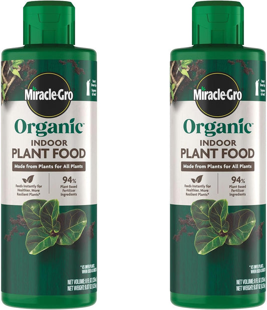 Miracle-Gro Organic Indoor Plant Food - Liquid Fertilizer for Houseplants & Herbs | 8 fl. oz. (2-Pack)
