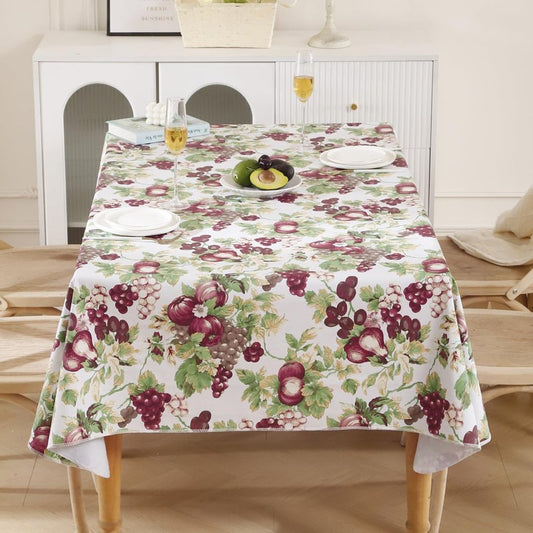 Walrus Heavy Duty Vinyl Tablecloth with Flannel Backing Waterproof Oil-Proof Plastic Table Cloth Stain-Resistant Wipeable Rectangle or Square Table Cover for Indoor and Outdoor (Fruits, 60x102 Inch)