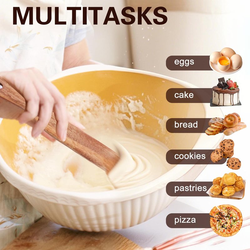 Spurtle for Sourdough Starter, Mixing, dough whisk, Reaching Bottom of Jar, Natural from High Moist Resistance Teak, wooden bread making tools, NonStick Cookware