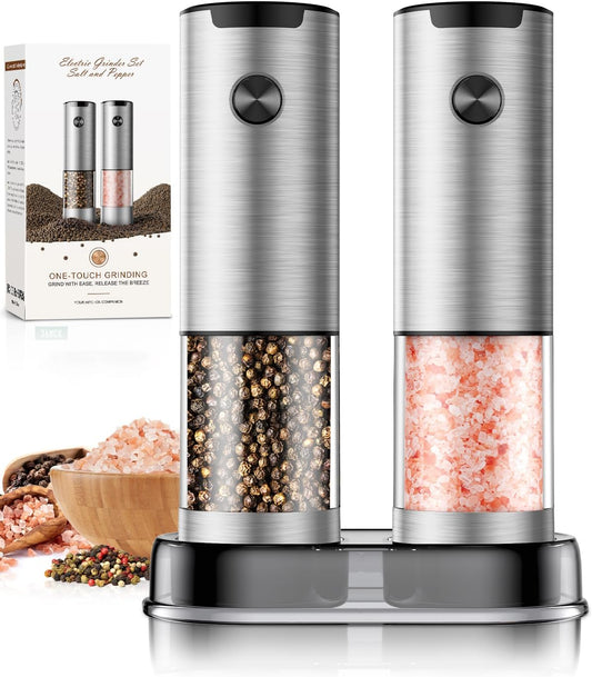 Skiennix Electric Salt and Pepper Grinder - Automatic Battery Mill with Adjustable Coarseness & LED | Kitchen Essential