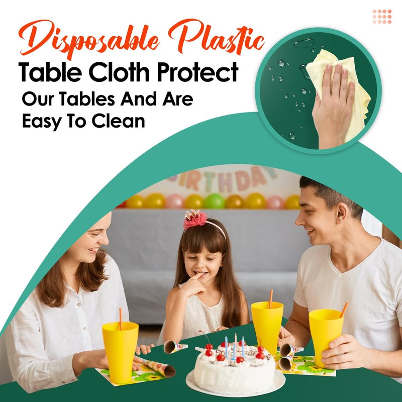 Kongdaoth Dark Green 12 Pack Plastic Tablecloths 54"x 108" Disposable Rectangle Table Cloth Plastic Table Cover for Party Disposable Tablecloths