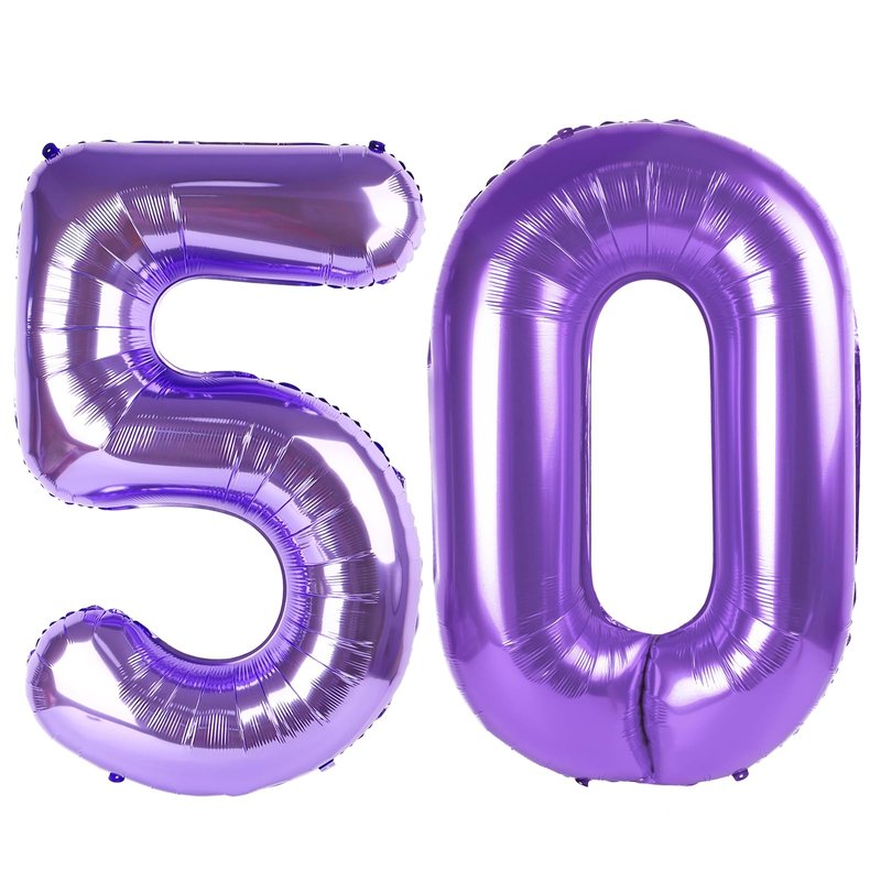 Purple Number 50 Balloon 40 inch, 50 Number Balloons, 50th Purple Birthday Decorations, 50 Year Old Girls Boys Party Supplies