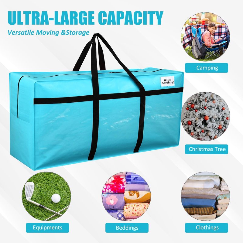 Windyun 4 Pack 69 Gallon Extra Large Moving Bags XXL Heavy Duty Storage Bag with Strong Zipper Handle Jumbo Big Tote Box Foldable for College Dorm Travel Clothes Duffle Blanket Pillow(Lake Blue)