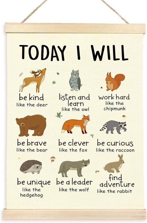 CGBHW Positive Affirmations Poster Hanger Frame - 12x16 Inspirational Wall Art for Kids' Rooms | Forest Animals Design
