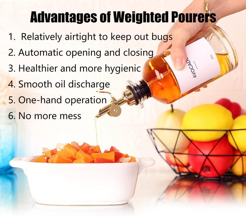 Pafusen 6 Pack Auto Flip Olive Oil Dispenser, Liquor Pour Spout, Oil Dispenser for Kitchen, Easily Turn Your Bottles into Dispensers for Liquor, Vinegar, Coffee Syrup or Oils, Weighted Pourer, Silvers