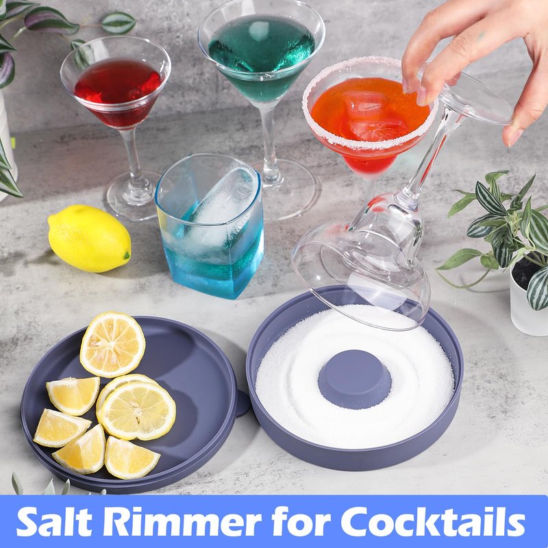 Kamehame Salt Rimmer for Cocktails, Silicone Margarita Salt Rimmer with Lid, Bar Salt and Sugar Rimmer For Wide Glasses Cocktails, Bar Party Salt Glass Rimming Bartender Tool Salt Container