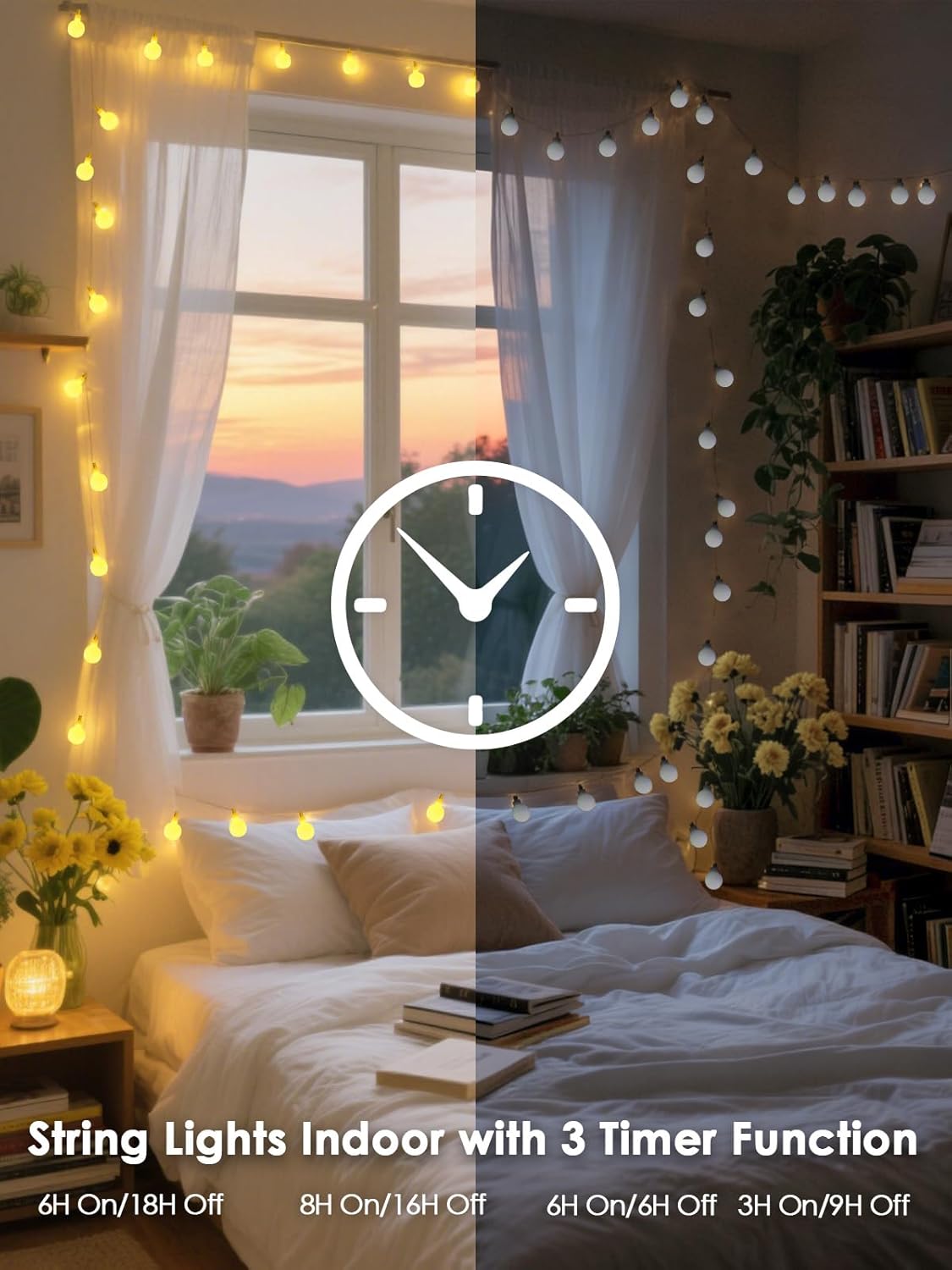 LORRYTE 43FT Connectable Globe String Lights - 100 LED Warm White with Remote | 8 Modes for Indoor/Outdoor Decor