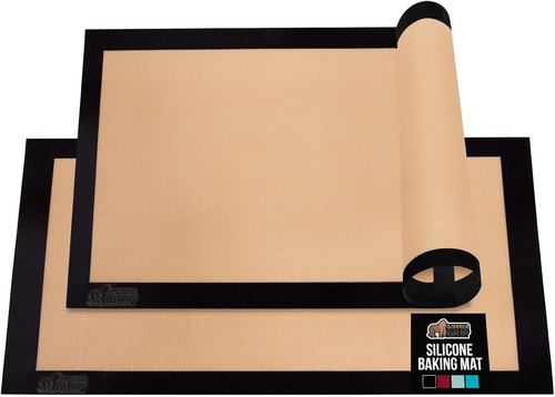 GORILLA GRIP Silicone Baking Mats - Reusable Nonstick Oven Safe Cookie Sheet Liners, 16.5x11.87, 2PK, Black