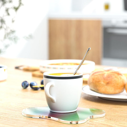 Leadiy Acrylic Coaster Decorative Plates, Irregular Bar Drink Coaster, Clear Cloud Shape Coffee Cup Coaster, Perfect for Tabletop Protection and Accessories Display.(Iridescent)