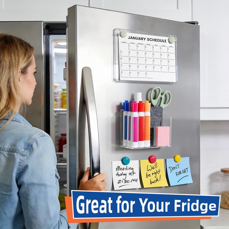 Simetufy Magnetic Pen Holder, Magnetic Dry Erase Marker Holder, magnetic pen holder for refrigerator, whiteboard , Pens, Pencils, Non-slip Acrylic Magnetic Marker Holder- Transparent, 1 Pack