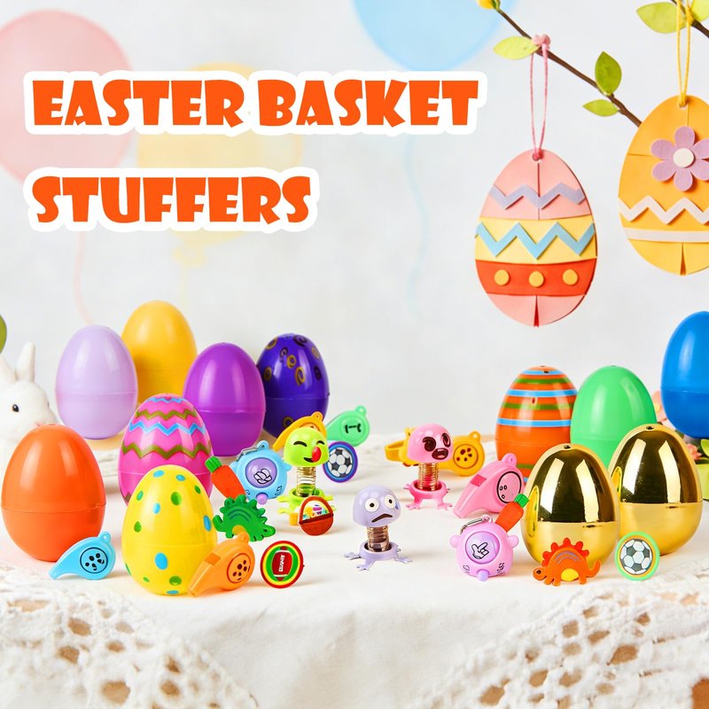 Wuridiwa 300 Pcs Easter Egg Fillers with Surprise Eggs, Easter Basket Stuffers,Filled Easter Party Favors for Kids,Carnival Treasure Prizes Classroom Events Hunt,Stocking Stuffers Birthday Gifts