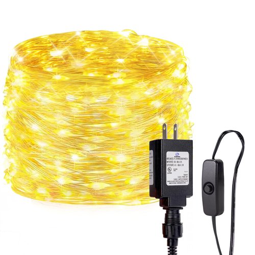Edew Fairy Lights Plug in, 99ft 300 LED Fairy Lights Warm White Copper Wire Waterproof Starry String Lights for Indoor Outdoor Patio Garden Bedroom Wedding Christmas Festival Decoration
