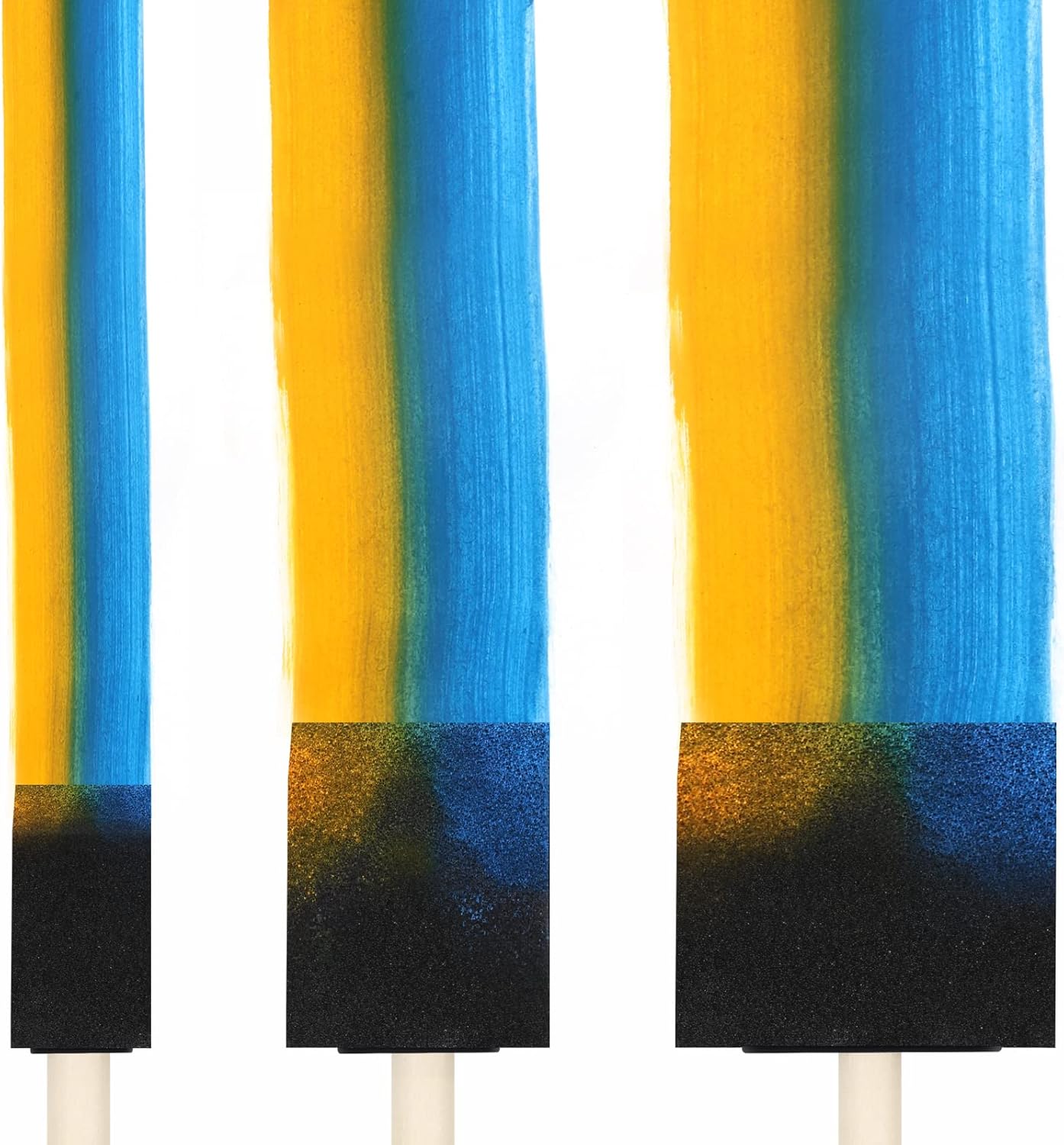 Skiennix Foam Paint Brushes - 24 Pcs Wood Handle Sponge Set for Painting & DIY Crafts | 1'', 2'', 3'' Sizes