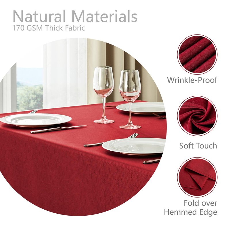 Veblandy Rectangle Tablecloth Waterproof 60x144 inch Linen Textured Table Cloth Stain and Wrinkle Resistant Washable, Decorative Fabric Table Cover for Dining, Party and Camping, Red