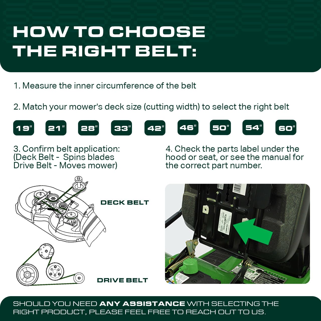 UDC Parts Deck Belt Replacement - Fits John Deere 42 Inch Models D105, D110, E100 & More | 104 Inch