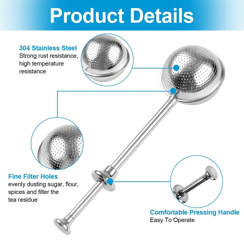 2 Pcs Bakers Dusting Wand for Sugar Flour and Spices, Stainless Steel Flour Duster for Baking, Powdered Sugar Shaker Duster Sifter, Spring-operated Handle for One-handed Operation
