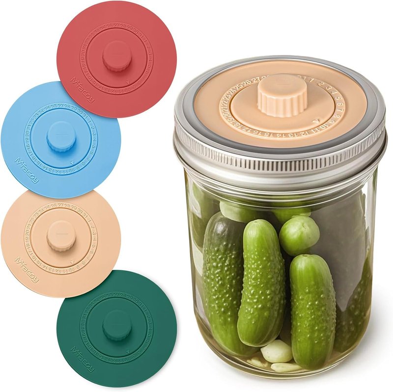 Mfacoy Airlock Fermentation Lids for Small Mouth Mason Jars, Fermenter Caps, Fermentation Kit for Sauerkraut & Pickle Kit, One Way Waterless Airlock Valve - BPA-Free (Jar Not Included)