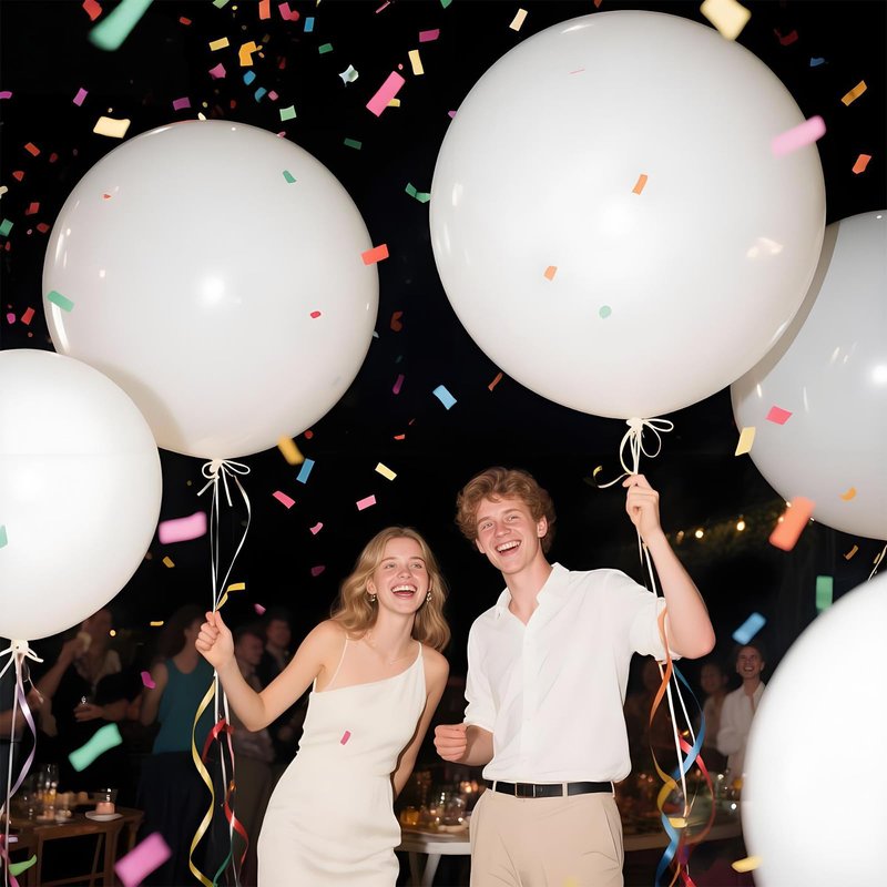LEEZZIZZ White Giant Balloons 36 Inch, Large Latex Balloons, 9 Pcs Jumbo Balloons Bluk for Kid's Party Wedding Birthday Supply Decorations.