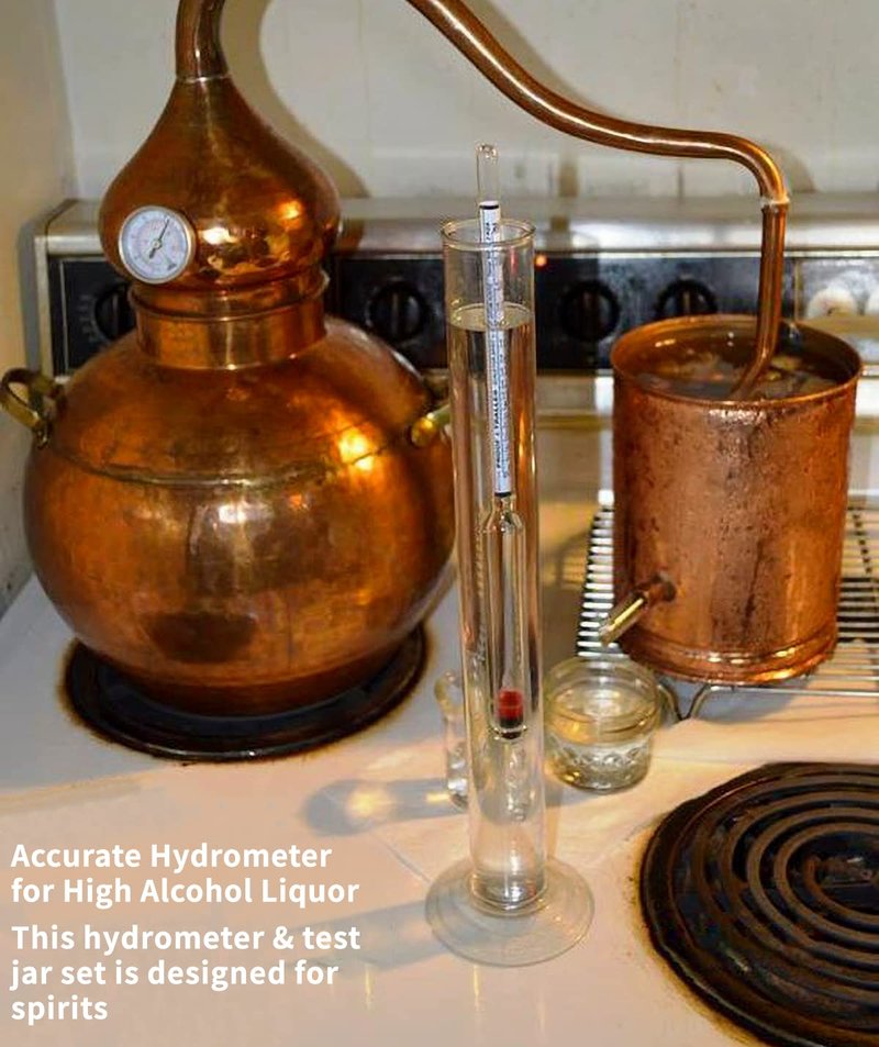 CIMALAB Hydrometer Alcohol Meter Kit, Hydrometer Alcohol 0-200 Proof & Tralle with Hydrometer Test Jar, Alcohol Proof Tester Hydrometer, Alcohol Tester for Liquor/Moonshine/Spirits/Proofing/Distilled