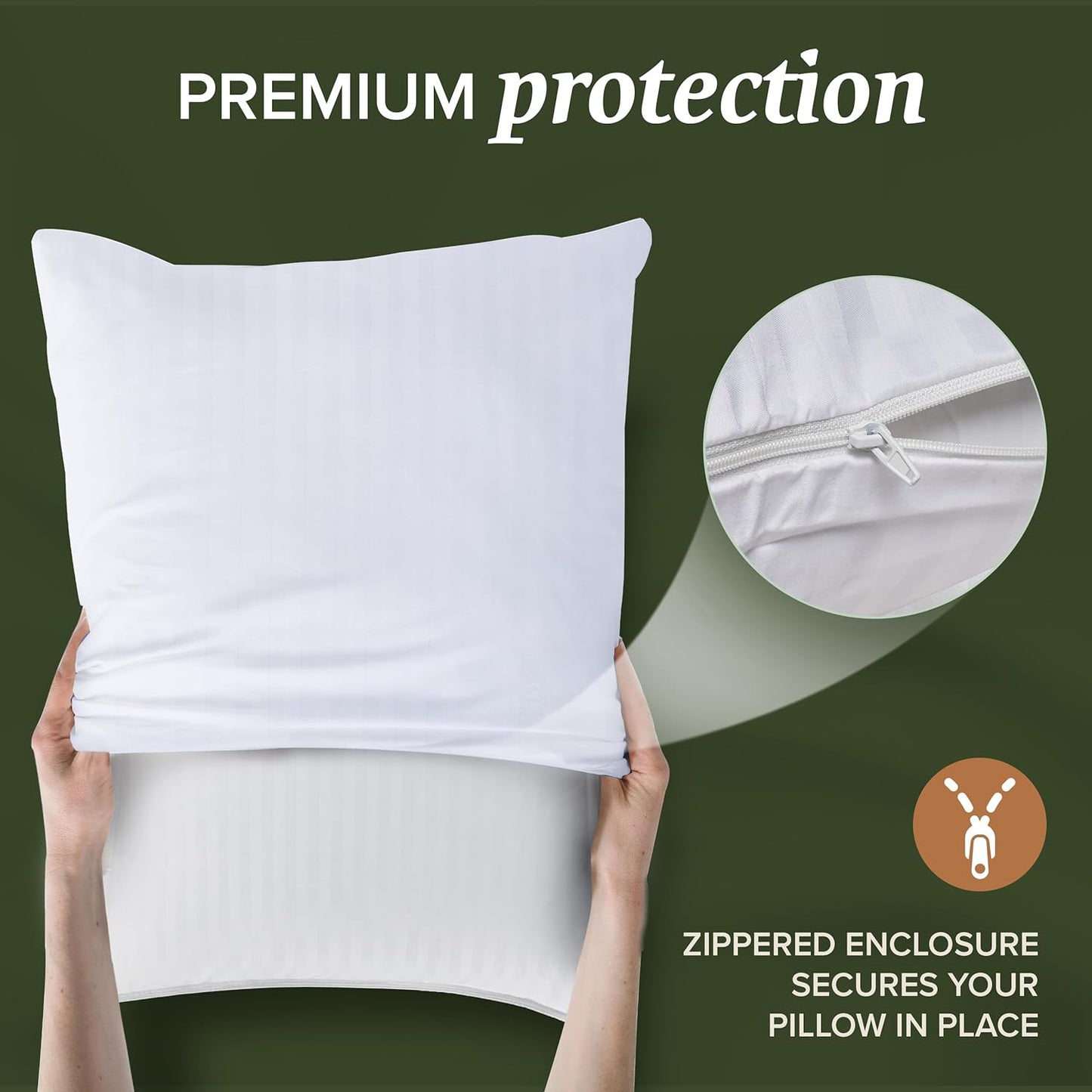 Beckham Hotel Collection Queen Size White Pillow Protectors - Soft, Breathable Cotton, Set of 2