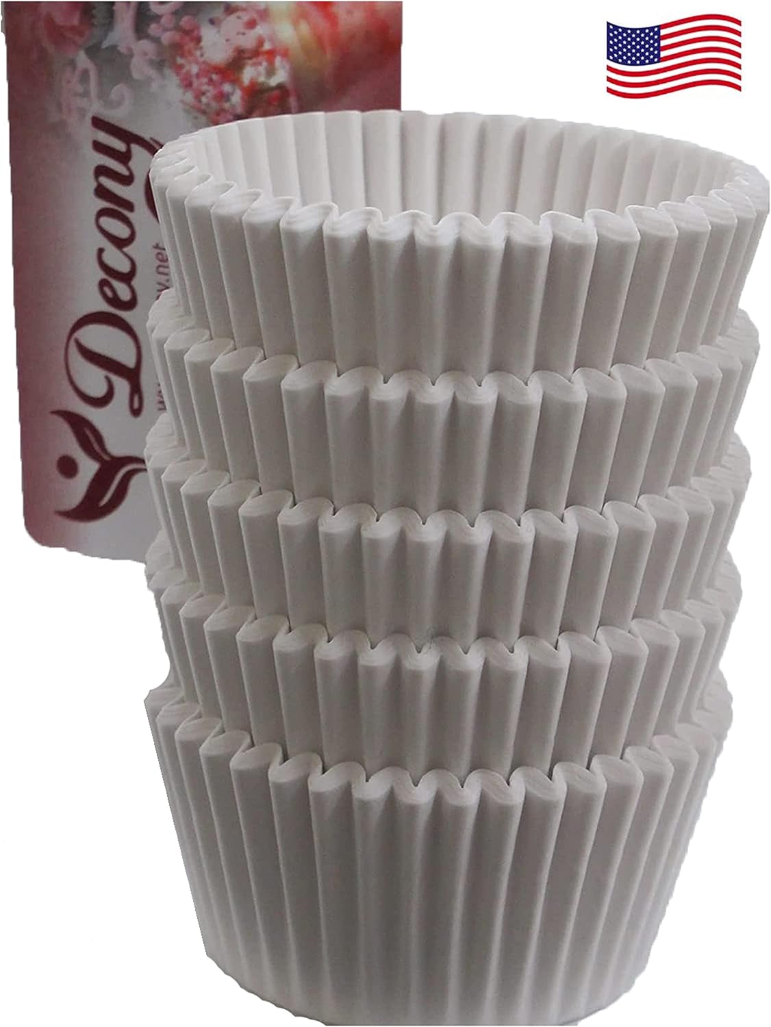 USA Made Cupcake Liners by [Brand Name] - 500 Non-Stick Fluted Baking Cups, Odorless & Quick-Release, 2'' x 1.25''