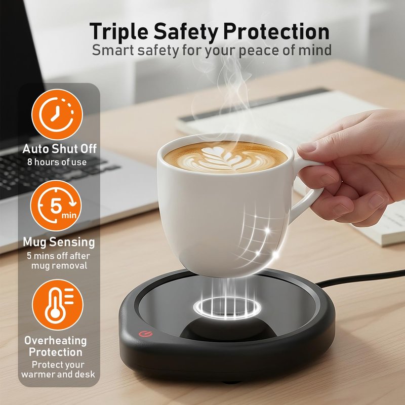 Oracer Coffee Mug Warmer, Cup Warmer for Desk with Auto Shut Off Smart Temperature Settings, Electric Beverage Tea Water Milk Heater for All Cups and Mugs, Heating Plate Candle Wax Warmer