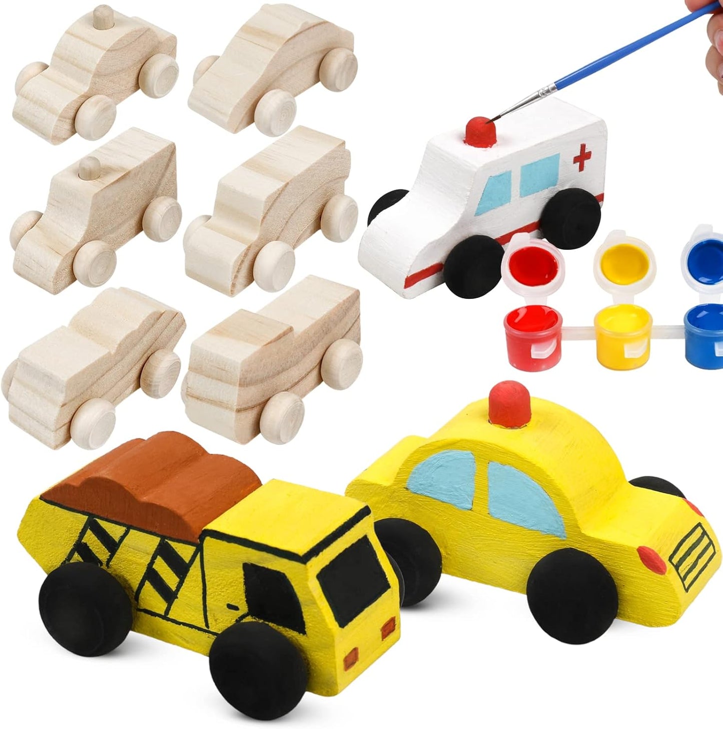 WANTKA Wooden Car Toys DIY Kit - 12 Unfinished Cars for Kids' Arts & Crafts | Easy Woodworking Fun