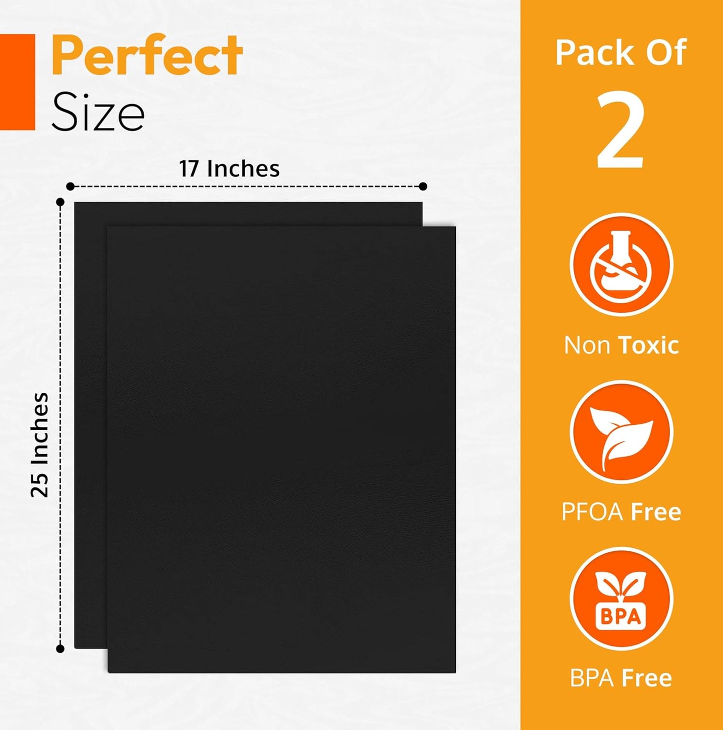 Skiennix Oven Liners | Heavy-Duty Non-Stick Mats - 17” x 25” | BPA & PFOA Free, Easy Clean & Heat Resistant - 2 Pack