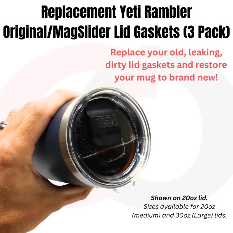 Captain O-Ring – Replacement Lid Seal Gaskets for Yeti Stainless Steel Insulated Tumbler Mugs (3 Pack) [30 oz Lid Size]