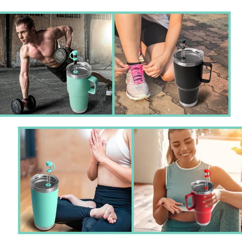Straw Cover for YETI Cup, 4 Sets Silicone Spill Stopper Compatible with YETI Tumbler, Leak Proof Kit of Mug Accessories Including 4 Straw Cover, 4 Leak Proof Stopper (Black 4PCS)