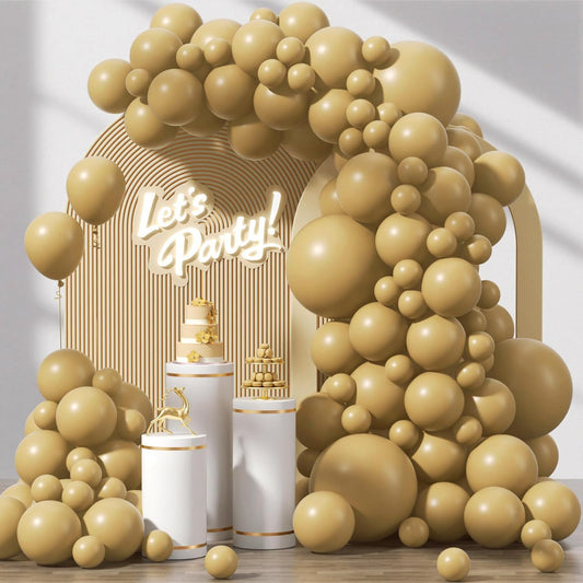 Skiennix Tan Balloons - 120-Piece Light Brown Balloon Set for Boho Wedding & Party Decor | 5-18 Inch Sizes