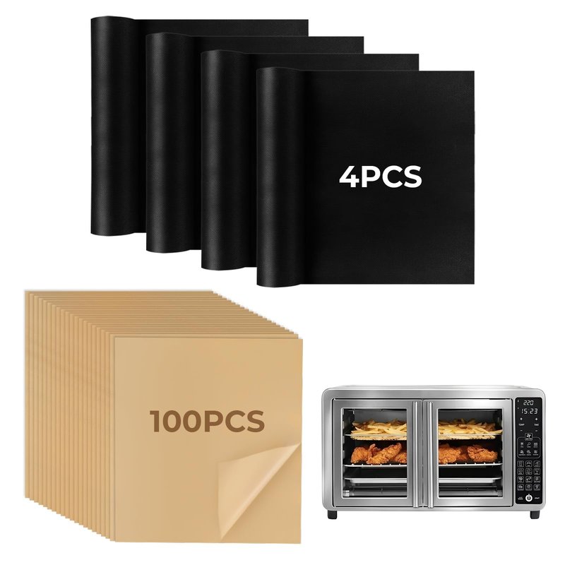 100PCS Parchment Paper for Gourmia Toaster Oven Air Fryer GTF7460 and 4PCS Oven Liners for Gourmia Toaster Oven, Airfryer Liner with Non-stick Coating