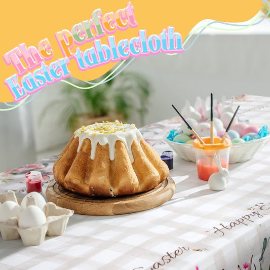 Patelai 4 Pcs 54 x 108 Inch Happy Easter Bunny Table Cloth Rectangle Plastic Easter Flowers Table Cover Spring Tablecloth Party Decorations for Home Picnic Dinner