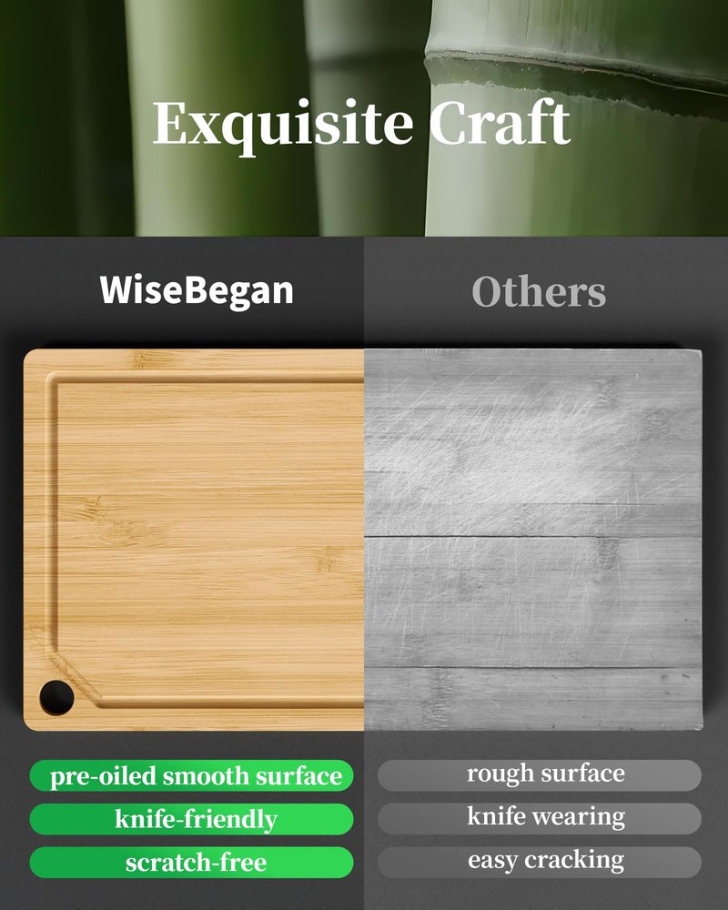 Kitsure Bamboo Cutting Board - Multi-Sizes Wooden Cutting Boards for Kitchen, Convenient Kitchen Essentials with Deep Juice Grooves, Cutting Board for Chopping & Serving, X-Large, Natural